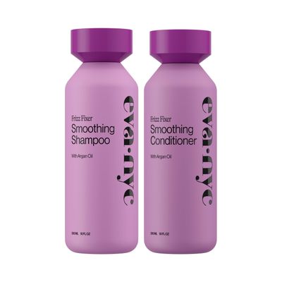 Eva NYC Anti-Frizz Shampoo and Conditioner Set with Argan Oil + Sunflower Seed Oil - Soft, Shiny, Nourished Hair - Frizzy, Medium to Thick Types - Sulfate-Free - Vanilla Scent - 10 fl oz (Pack of 2)