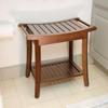 Fairway Avenue Home Eccostyle Solid Bamboo Spa Style Bench - 23.75 Inch Water-Resistant Shower Bench Stool with Storage Shelf, Non-Scruff Foot Pads, Durable & Sustainable - (Brunette) view 3