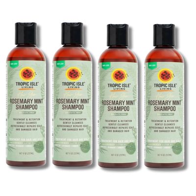 4x Hair Gro Rosemary Mint Shampoo 8oz by Tropical Isle Living  Gently Cleanses, Repairs and Nourishes with Mint, Aloe Vera & Shea Oil for All Hair Types  Gift Set (5 Items)