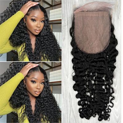 3.5x4 Silk Base Lace Closure with Baby Hair Pre Plucked Burmese Curly Human Hair Fake Scalp Toppers Closure 12inch