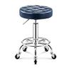 Adjustable Hydraulic Rolling Salon Stool with Wheels, PU Leather Bar Stool for Office, Tattoo, Facial Spa - Comfortable Footrest, Available in Blue and Black view 1