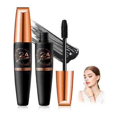 2Pcs 4D Silk Fiber Lash Mascara Black, Waterproof Silk Fibre Thick Lengthening Mascara, Curling, Long Lasting Smudge-Proof, All Day Exquisitely Full