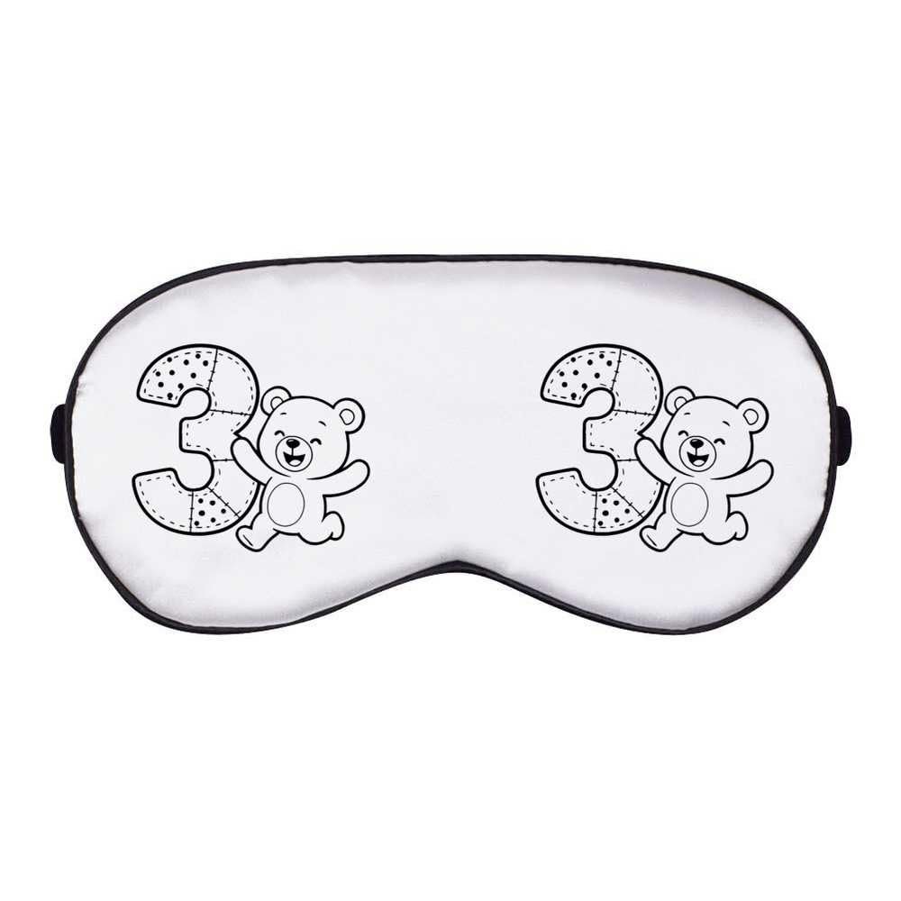 Azeeda 'Number 3 Birthday Bear' Sleep/Travel Eye Mask (EY00033674)