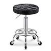 Adjustable Rolling Swivel Stool with Wheels, PU Leather Bar Stool for Office & Salon, Hydraulic Gas Lift, Footrest, Spa & Hairdressing Stool - Blue/Brown view 1