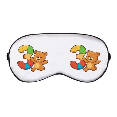 Azeeda 'Number 3 Birthday Bear' Sleep/Travel Eye Mask (EY00033675)
