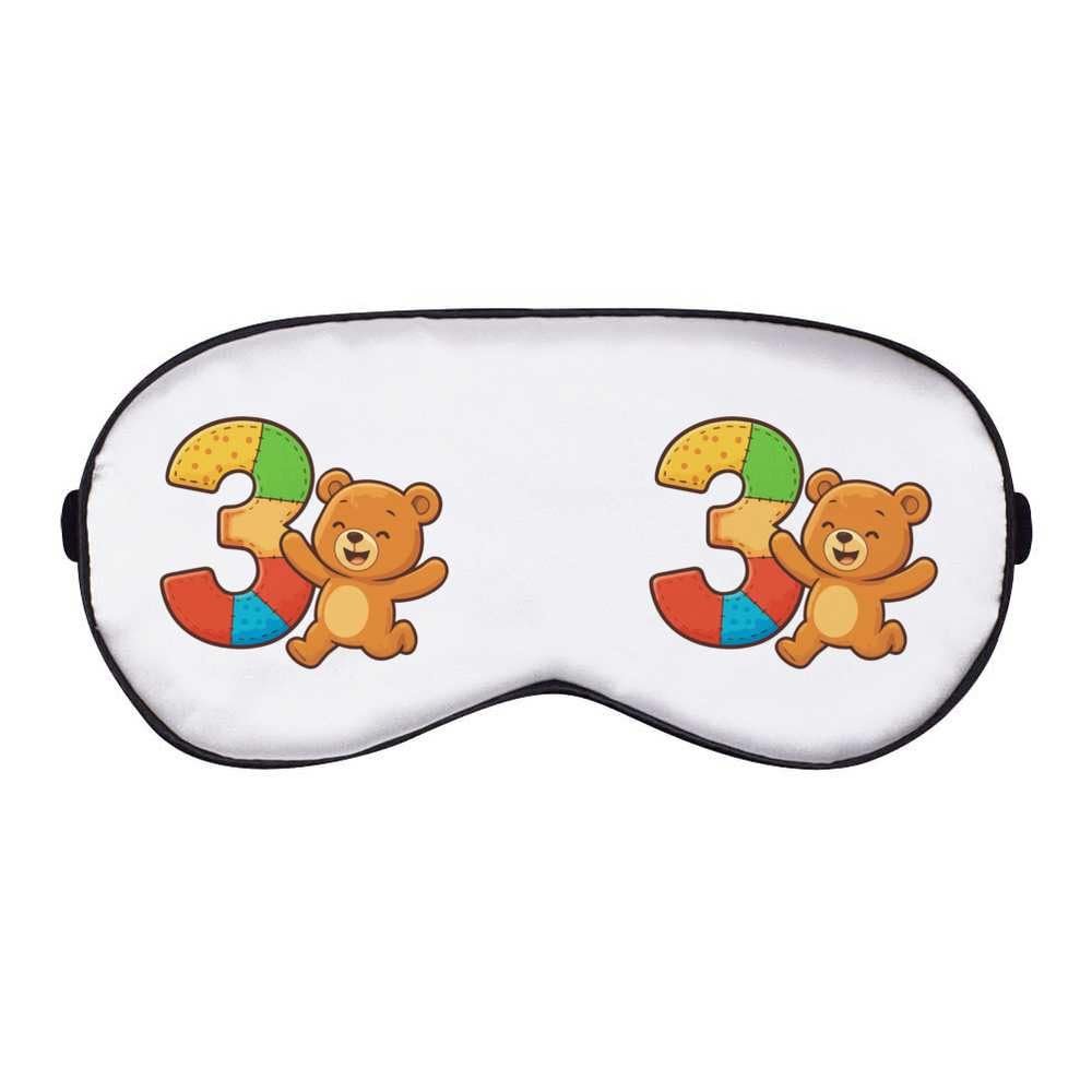 Azeeda 'Number 3 Birthday Bear' Sleep/Travel Eye Mask (EY00033675)