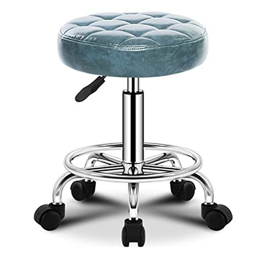 Adjustable Rolling Swivel Counter Stool with Thick Seat Cushion, PU Leather Salon Spa Chair on 5 Wheels, Height-Adjustable Bar Stool for Home & Salon Use, Black/Yellow
