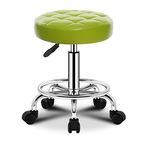 Adjustable Rolling Swivel Counter Stools with Thick Seat Padding, PU Leather Salon Spa Stool on 5 Wheels, Ergonomic Design for Home & Commercial Use - Black & Yellow