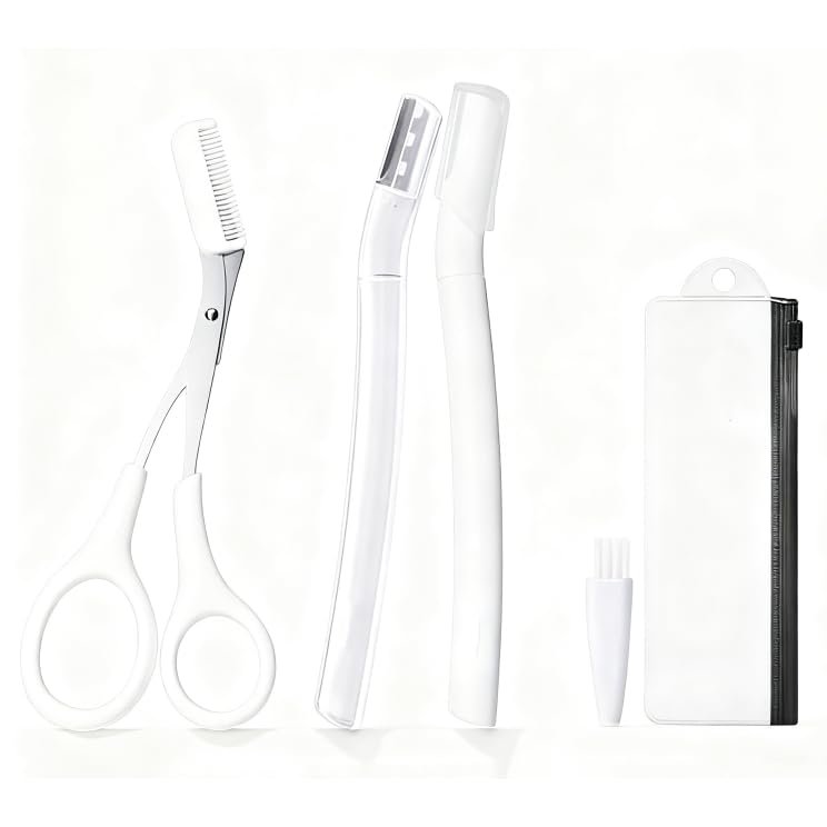 QXMYGSLSD Eyebrow Trimmer Set, Dermaplaning Tool, Dermaplaning Razor for Women & Men, Reusable Eyebrow Razor, Face Razor Removes Peach Fuzz, Exfoliates Skin