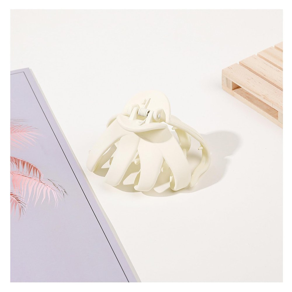 14 Pcs Medium Octopus Hair Claw Clips for Women, 2.76 Inch Milk White Plastic Non Slip Hair Accessories for Thick and Medium Hair, Daily Styling