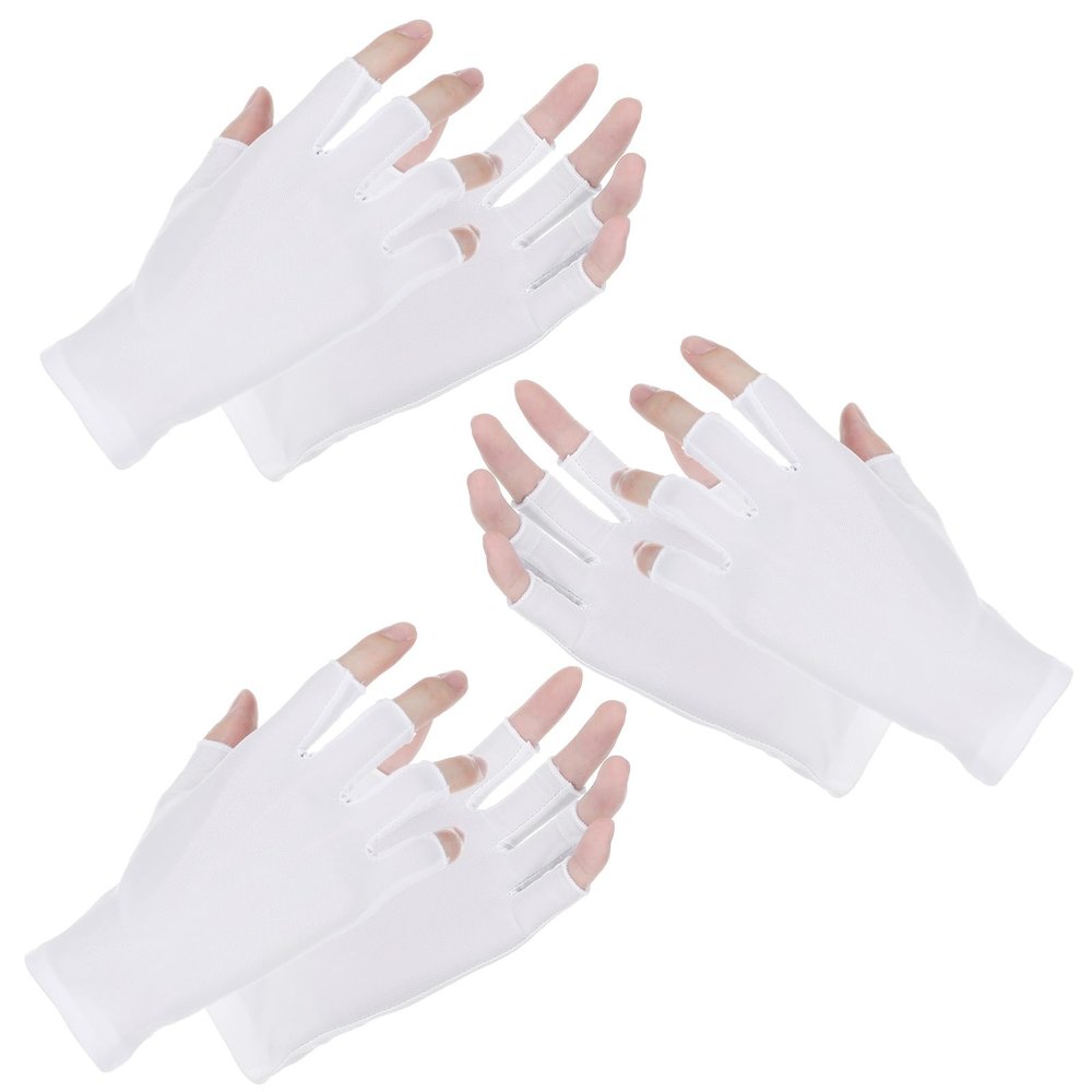 3 Pairs Cotton Gloves for Dry Hands Sleeping, White Thin Fingerless Cotton Moisturizing Gloves Overnight for Dry Hands, Without Fingertips Design Touchscreen-Friendly, Moisturizing & Spa for Sleeping