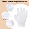 3 Pairs Cotton Gloves for Dry Hands Sleeping, White Thin Fingerless Cotton Moisturizing Gloves Overnight for Dry Hands, Without Fingertips Design Touchscreen-Friendly, Moisturizing & Spa for Sleeping view 3