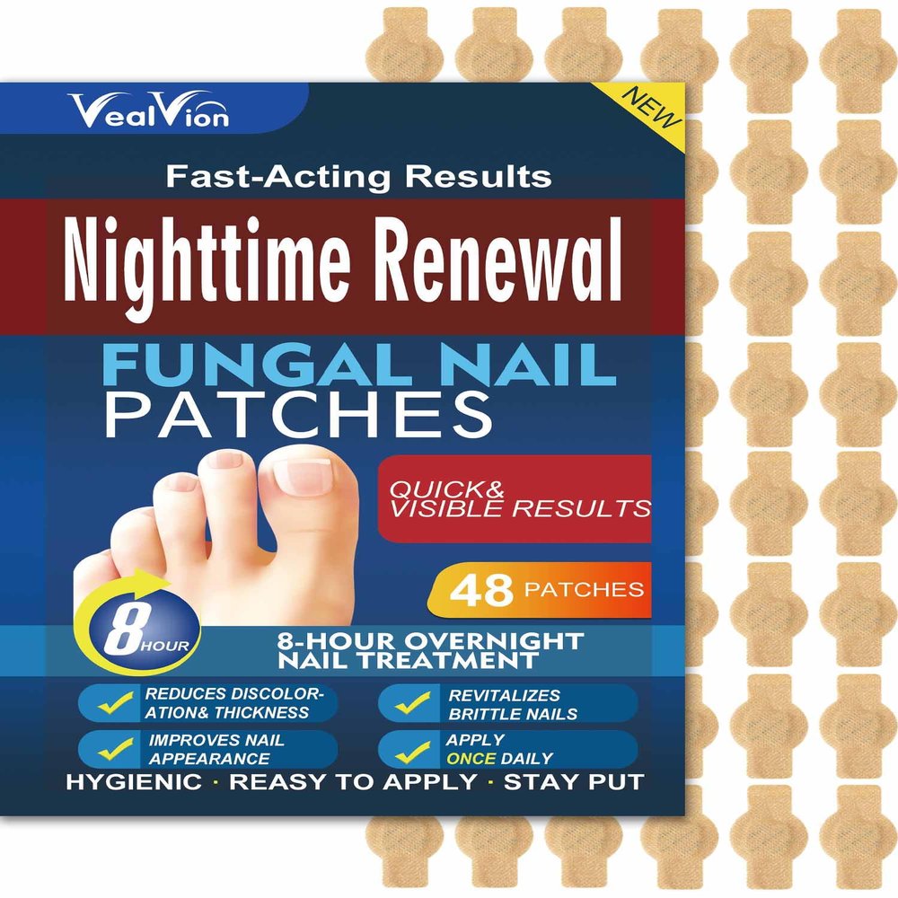 Nail Patches Toenail Treatment Extra Strength 8-Hour Overnight Nail Fast Acting Repair Effortless Hydrogel Nail Care and Repair for Damaged Nails Overnight Renewal for Men and Women (48 Count)