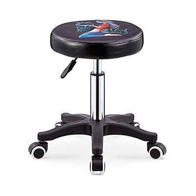Adjustable PU Leather Swivel Salon Stool with Footrest, Rolling Beauty Spa Chair, Height-Adjustable Bar Stool for Hairdressing, Manicure, Tattoo, Barber - Black
