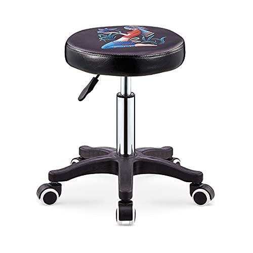 Adjustable PU Leather Swivel Salon Stool with Footrest, Rolling Beauty Spa Chair, Height-Adjustable Bar Stool for Hairdressing, Manicure, Tattoo, Barber - Black
