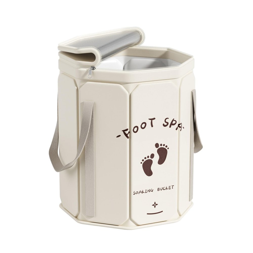 Foldable Design Foot Bath Bucket with Lid Insulated for Warmth for Home Travel Outdoor Camping (33 * 35cm)(Covered Style)