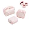 3PC Ruffle Pouch Bag, Plaid Quilted Makeup Bags Set for Travel, Gingham Pouch, Mini Quilted Cosmetic Pouch,Womens Organizer Storage Case,Travel Make Up Organizer Skincare Bag(Pink) view 1
