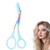 Eyebrow Trimmer Scissor, 2-in-1 Professional Eyebrow Scissor with Comb, Stainless Steel Precision Eyebrow Cutter, Curved Eye Brow Razor, Portable Hair Removal Makeup Tool for Women and Men (Blue) view 1
