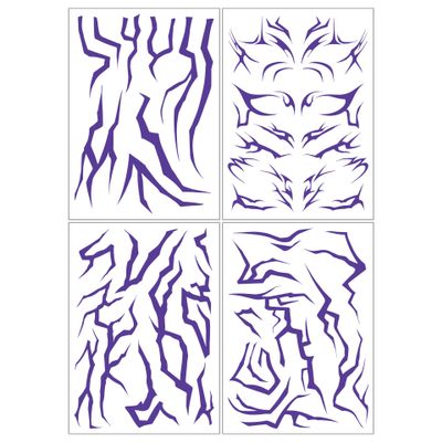 New anime purple makeup tattoo sticker full body laser lightning temporary sticker 4 pieces holiday role-playing props accessories (Violet 2)
