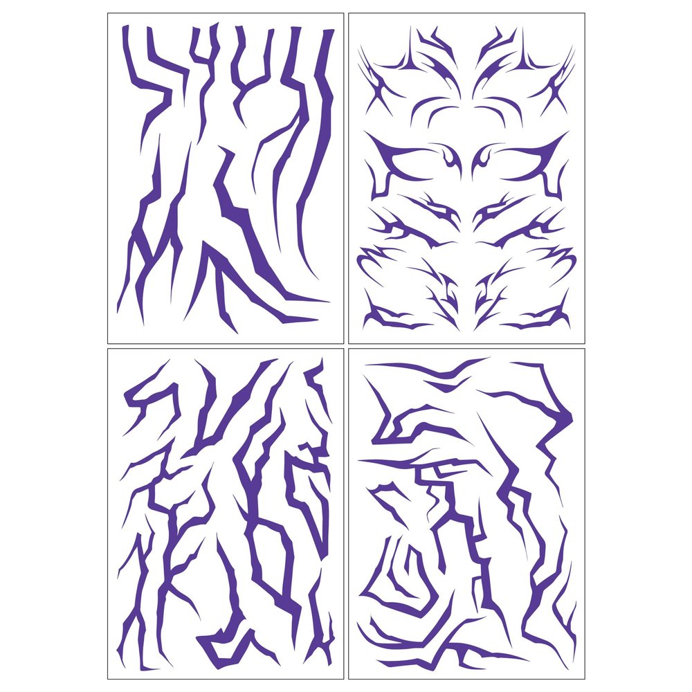 New anime purple makeup tattoo sticker full body laser lightning temporary sticker 4 pieces holiday role-playing props accessories (Violet 2)
