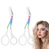 Eyebrow Trimmer Scissor, 2-in-1 Professional Eyebrow Scissor with Comb, Stainless Steel Precision Eyebrow Cutter, Curved Eye Brow Razor, Portable Hair Removal Makeup Tool for Women and Men (White2Pcx) view 1