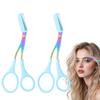 Eyebrow Trimmer Scissor, 2-in-1 Professional Eyebrow Scissor with Comb, Stainless Steel Precision Eyebrow Cutter, Curved Eye Brow Razor, Portable Hair Removal Makeup Tool for Women and Men (Blue2Pcs) view 1