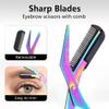 Eyebrow Trimmer Scissor, 2-in-1 Professional Eyebrow Scissor with Comb, Stainless Steel Precision Eyebrow Cutter, Curved Eye Brow Razor, Portable Hair Removal Makeup Tool for Women and Men (Blue2Pcs) view 4