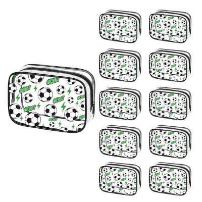 10 Pcs Soccer Clear Makeup Bag with Zipper Bulk, Soccer Snack Bags Accessories for Team Gifts Woman Candy Pouch Soccer Goodies Bags, Waterproof Soccers Team Birthday Party Gifts Sport Supplies