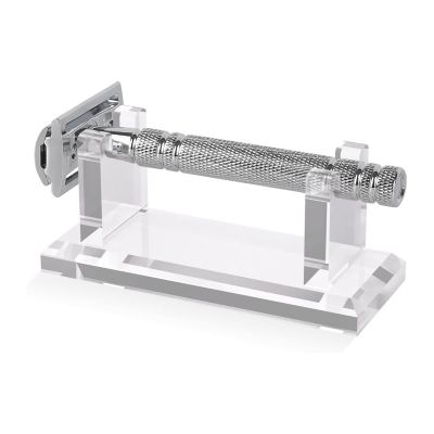 AUNMAS Acrylic Razors Stand Holder, Shaving Brush Storage Bracket Countertop Shaving Organizer for Bathroom Kitchen (Transparent)