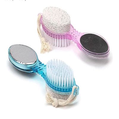 4-in-1 Foot Care Paddle with Scraper and Brush, Pink and Blue, Multi-Function Pedicure Tool with Rope