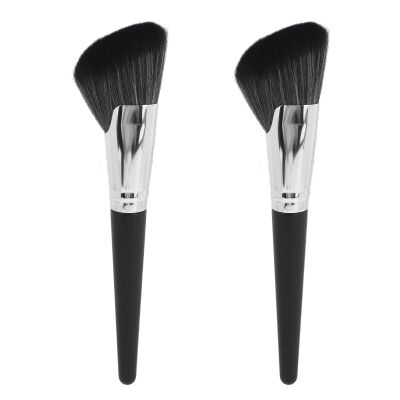 2pcs Sickle Brush, Makeup Shading Brush, Soft Synthetic with Wooden Handle, Ergonomic for Face Contouring, Blending Bronzer and Concealer,