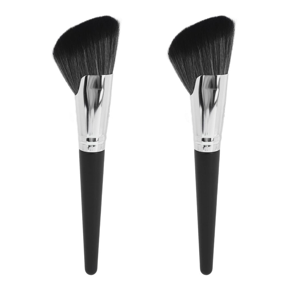 2pcs Sickle Brush, Makeup Shading Brush, Soft Synthetic with Wooden Handle, Ergonomic for Face Contouring, Blending Bronzer and Concealer,