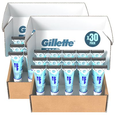 Gillette TREO Razor Disposable Razors With Built-in Shave Gel, Designed for Caregivers To Shave Someone Else or TSA Approved Personal Travel Razor (30 Pack)