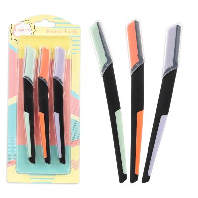 EOMOYO Dual-Tone Eyebrow Razor for Women, Value 3-Pack Exfoliating Face Shaver & Facial Hair Remover, Safe & Precise Beauty Tool for Perfect Brows, Clean Girl Aesthetic