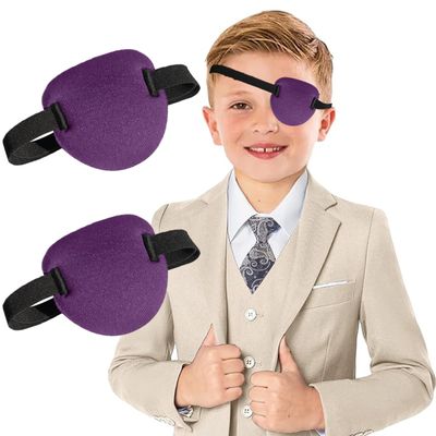 AURAADORN 2 Pcs Single Eye Patch for Adults Kids, Adjustable Patch for Amblyopia, Light-blocking for Lazy Eyes, Medical Pirate Costume (purple)
