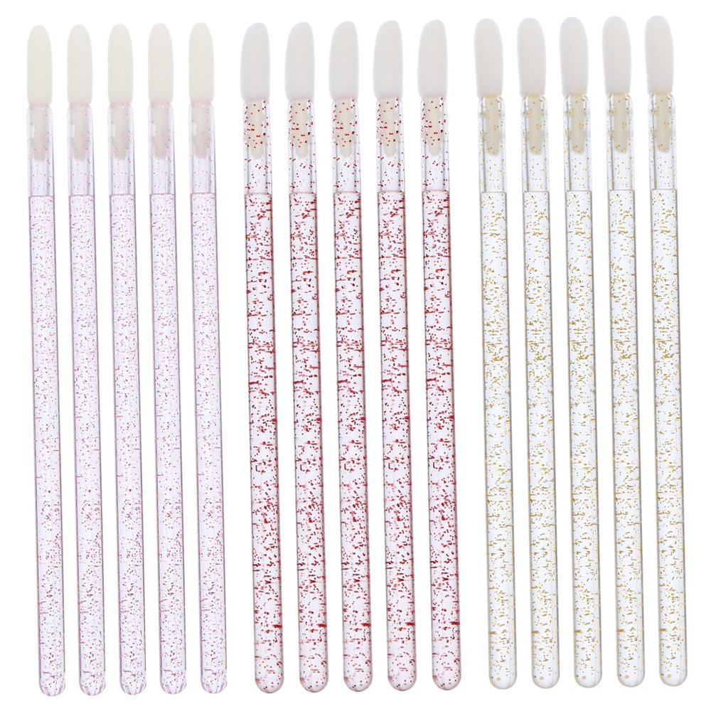 Luxshiny 150pcs Disposable Crystal Lip Brushes for Lipstick and Gloss Application Portable Makeup Tool with Red Pink and Gold Handles Carry Lip Gloss Applicators for Daily Use