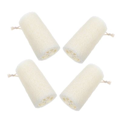Alipis 4pcs Natural Loofah Sponge Body Scrub Exfoliating Bath Shower Sponges for Men Women Gentle Scrubbers for Dry Sensitive Skin Multi-Purpose Natural Cleaning Pads