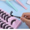 3PCS Lash Cluster Tweezers, Flat-Tip Lash Extension Tweezers, Flat-head Lashes Tweezer for Nail Art Accessory Application, Double Eyelid Tape, And DIY Stickers view 4