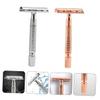 Alipis 2PCS Manual Double-edged Safety Razor for Men Beard Shaving Lightweight Non-skid Grip Metal Shaver with Sealed Blade Head for Close Clean Shave Classic Old Style Design in Rose view 3