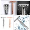 Alipis 2PCS Manual Double-edged Safety Razor for Men Beard Shaving Lightweight Non-skid Grip Metal Shaver with Sealed Blade Head for Close Clean Shave Classic Old Style Design in Rose view 4