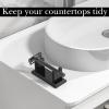 FTVOGUE Bathroom Countertop Shaving Stand, Groove Design Acrylic Storage Holder Stand, Elegant, Practical, Save Space, Fits Shaving, Pens, Toothbrushes (Black) view 3