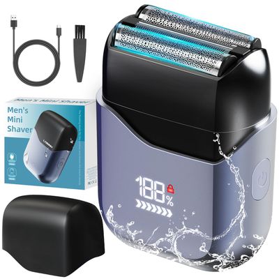 Electric Foil Shavers for Men, Mini Pocket Shaver,100% Waterproof for Wet & Dry Shave,Rechargeable Cordless Electric Razor with 4D Floating Head,LED Display & Precision Blades,Fast Charge