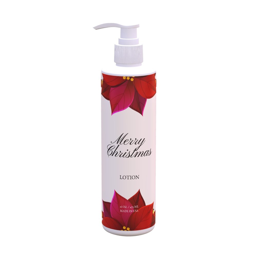 Christmas Lotion  Red Flower Design | Fresh Green Tea & Lemon Scent | 12 Pack 16 oz Pump Bottles | Elegant Poinsettia Holiday Decor for Bathrooms & Guest Suites | Paraben-Free, Made in USA