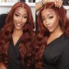 10A Human Hair Bundles with Closure Body Wave 20 22 24+20 Inch, Reddish Brown Color Raw Brazilian Virgin Human Hair with 4x4 Lace Closure Unprocessed Cooper Red Body Wave Quick Weave Bundles view 2