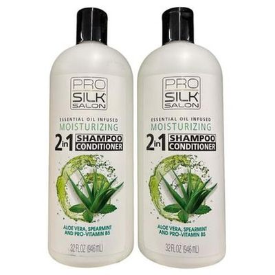 Generic Pack of 2 Pro Silk 2 In 1 Shampoo & Conditioner/Moisturizing/Aloe Vera, Spearmint and Pro Vitamin B5 / 32 Oz