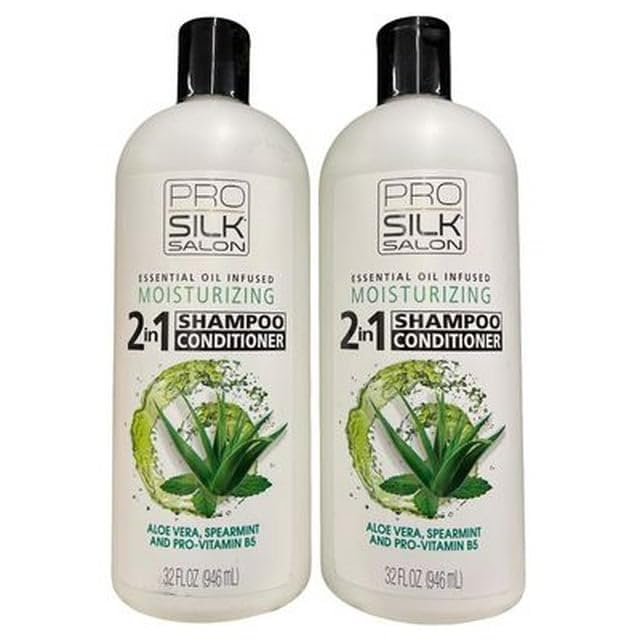 Generic Pack of 2 Pro Silk 2 In 1 Shampoo & Conditioner/Moisturizing/Aloe Vera, Spearmint and Pro Vitamin B5 / 32 Oz
