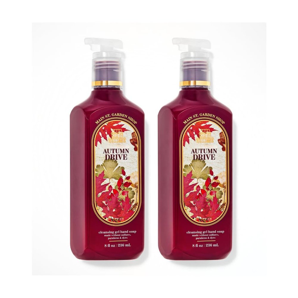 Bath and Body (Pack of 2) Autumn Drive Cleansing Gel Hand Soap, 8 fl oz / 236 mL each (Packaging Design Styles May Vary)