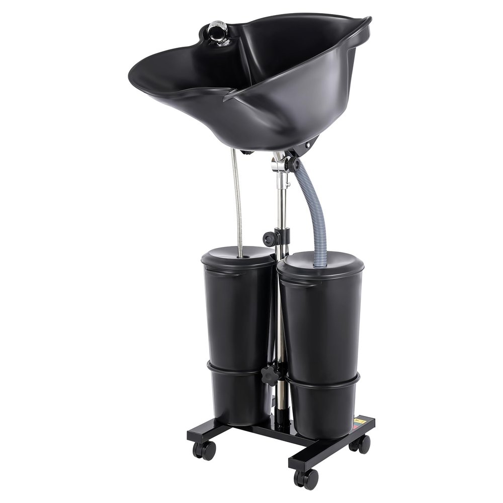 100-240V Electric Double Bucket Salon Sink 3.34-4.49Ft Adjustable Height Portable Shampoo Bowl 270  Adjustable Angle Deep Portable Wash Bowl for Hairstylists
