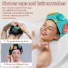 2 PCS Reusable Shower Caps with 2 Satin Scrunchies for Women, Large Waterproof Shower Bonnet Washable Elastic Band Bath Hair Hat for Long Hair, Easter Colorful Eggs (6) view 2