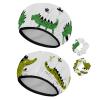 2 PCS Reusable Shower Caps with 2 Satin Scrunchies for Women, Large Waterproof Shower Bonnet Washable Elastic Band Bath Hair Hat for Long Hair, green crocodile (12) view 1